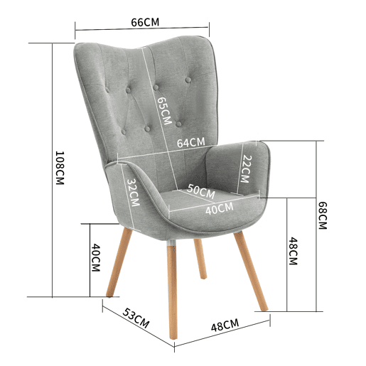 Pack de 2 Poltronas Relax de Estilo Nordico com Encosto Alto Capitone e Pes de Madeira para Sala ou Leitura da MEUBLES COSY