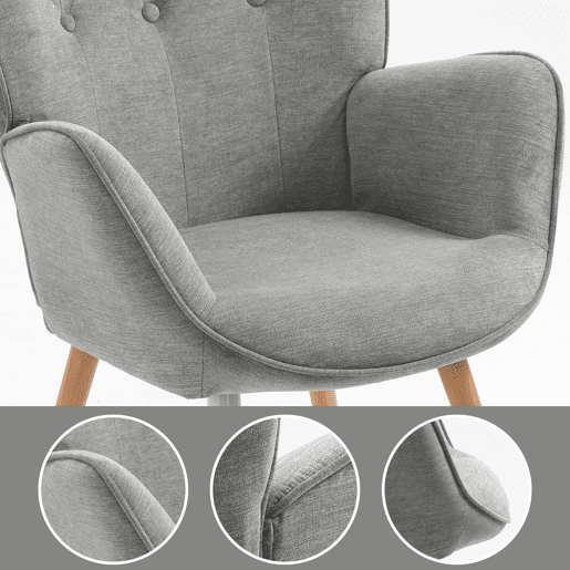 Pack de 2 Poltronas Relax de Estilo Nordico com Encosto Alto Capitone e Pes de Madeira para Sala ou Leitura da MEUBLES COSY