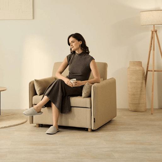 Poltrona cama Nest 1 Nalui Recliner 3 em 1 (93x100x79cm) com 2 almofadas Beige