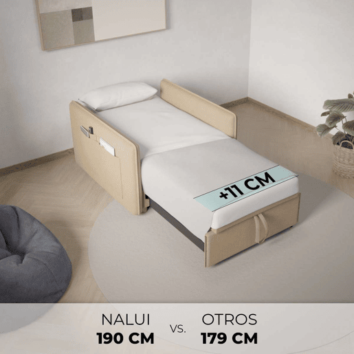 Poltrona cama Nest 1 Nalui Recliner 3 em 1 (93x100x79cm) com 2 almofadas Beige