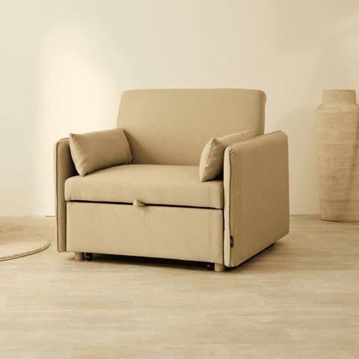 Poltrona cama Nest 1 Nalui Recliner 3 em 1 (93x100x79cm) com 2 almofadas Beige