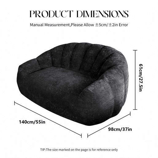 Sofá Escultural Curvado - Encosto Ondulado para Elevar Espaços de Estilo Contemporâneo - Preto
