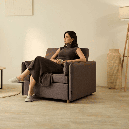 Poltrona cama Nest 1 Nalui Recliner 3 em 1 (93x100x79cm) com 2 almofadas Marrón Chocolate