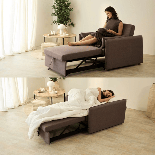 Poltrona cama Nest 1 Nalui Recliner 3 em 1 (93x100x79cm) com 2 almofadas Marrón Chocolate