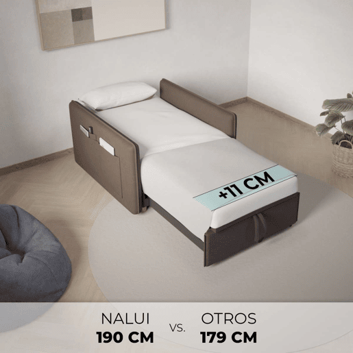 Poltrona cama Nest 1 Nalui Recliner 3 em 1 (93x100x79cm) com 2 almofadas Marrón Chocolate