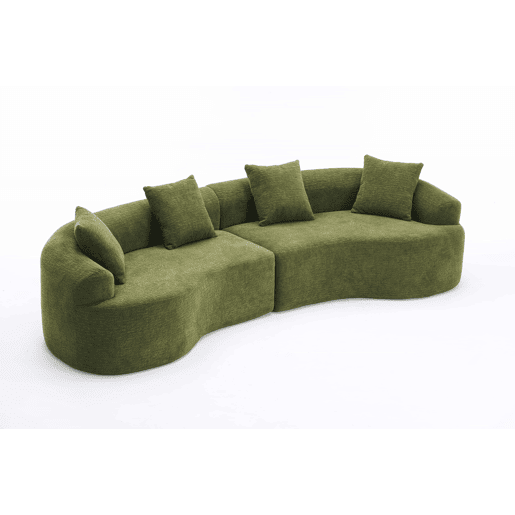 Sofá modular curvo em chenille de 4 lugares - moderno, confortável, economiza espaço, não requer montagem - verde Sofá modular curvo em chenille de 4 lugares - moderno, confortável, economiza espaço, não requer montagem - verde