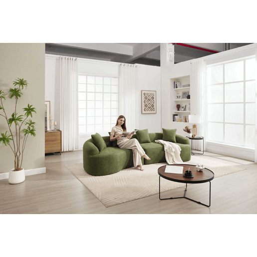 Sofá modular curvo em chenille de 4 lugares - moderno, confortável, economiza espaço, não requer montagem - verde Sofá modular curvo em chenille de 4 lugares - moderno, confortável, economiza espaço, não requer montagem - verde