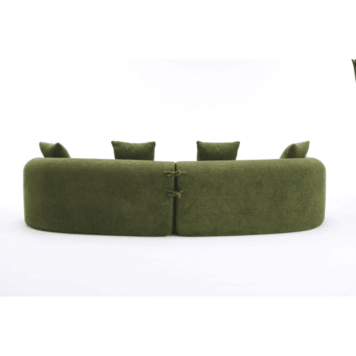 Sofá modular curvo em chenille de 4 lugares - moderno, confortável, economiza espaço, não requer montagem - verde Sofá modular curvo em chenille de 4 lugares - moderno, confortável, economiza espaço, não requer montagem - verde