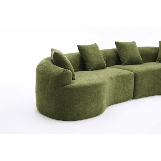 Sofá modular curvo em chenille de 4 lugares - moderno, confortável, economiza espaço, não requer montagem - verde Sofá modular curvo em chenille de 4 lugares - moderno, confortável, economiza espaço, não requer montagem - verde