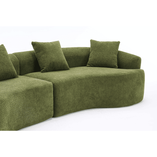 Sofá modular curvo em chenille de 4 lugares - moderno, confortável, economiza espaço, não requer montagem - verde Sofá modular curvo em chenille de 4 lugares - moderno, confortável, economiza espaço, não requer montagem - verde