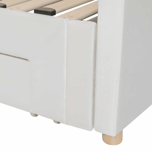 Cama tipo sofá-cama 90x200 cm - 2 gavetas de arrumação, sofá-cama extensível 180 cm, com porta USB - bege Cama tipo sofá-cama 90x200 cm - 2 gavetas de arrumação, sofá-cama extensível 180 cm, com porta USB - bege