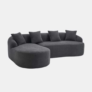 Sofá modular de 3 lugares - curvo, chaise longue à esquerda, chenille, sem montagem - cinzento escuro