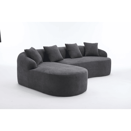 Sofá modular de 3 lugares - curvo, chaise longue à esquerda, chenille, sem montagem - cinzento escuro Sofá modular de 3 lugares - curvo, chaise longue à esquerda, chenille, sem montagem - cinzento escuro