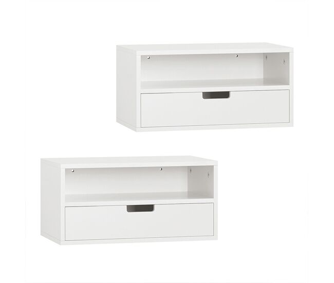 Sobuy comodín suspendido con cajón nkd03-wx2 | blanco | 45x25x22 cm | mdf lacado