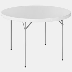 Outsunny Mesa Dobrável Camping, 120x120x74 cm Mesa Dobrável Portátil Leve com Tampo de HDPE Almofadas Antiderrapantes Estrutura Metálica para Acampar Caminhadas Praia Branco