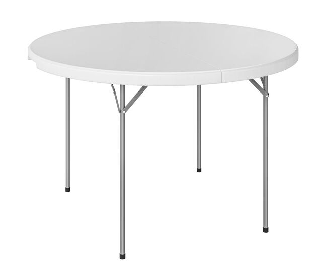 Outsunny mesa plegable camping, 120x120x74 cm, mesa plegable portátil ligera con encimera de hdpe, almohadillas antideslizantes, marco metálico, para acampar, senderismo, playa, blanco