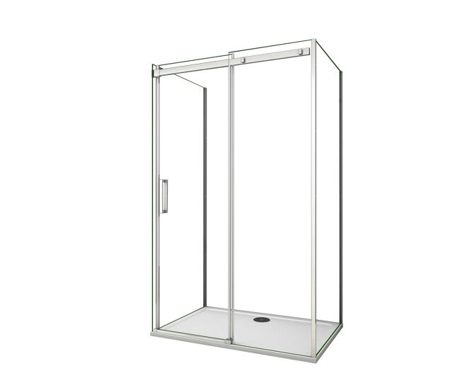 Aica mampara de ducha corredera+dos paneles laterales,vidrio antical 8mm 700x1250x700x1950mm