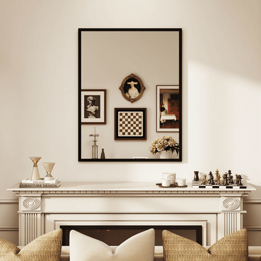 HOMCOM Espelho de Parede 70x90 cm Espelho de Casa de Banho Retangular Decorativo para Sala Entrada Corredor Horizontal ou Vertical Preto