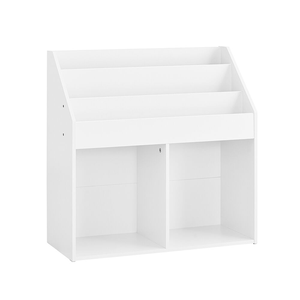 Sobuy kmb01-ii-w librería infantil montessori estantería para juguetes 3 estantes + 2 armarios abiertos estantería infantil segura de madera blanca 68x30x68 cm
