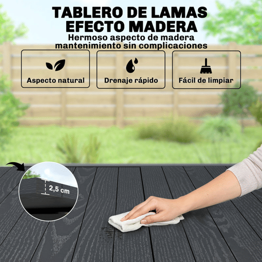 Outsunny Mesa de Jardim Extensível 80160x80 cm Mesa de Jantar Exterior Extensível Retangular de Alumínio com Superfície de Ripas de Efeito Madeira para 4-6 Pessoas para Pátio Terraço Preto