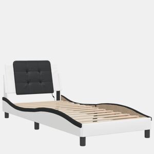 Estrutura de cama de solteiro para adultos com LED Zadar 80x200 cm brancopreto