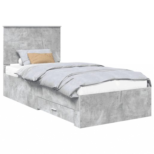 Estrutura de cama de solteiro para adultos Cinzento 90 x 190 cm Madeira processada