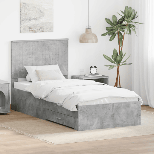 Estrutura de cama de solteiro para adultos Cinzento 90 x 190 cm Madeira processada