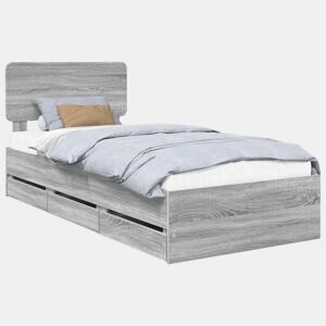 Estrutura de cama de solteiro para adultos com Cabeceira - Sonoma cinza 100 x 200 cm