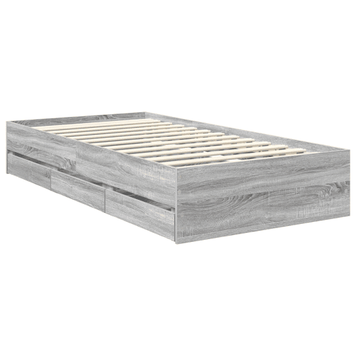 Estrutura de cama de solteiro para adultos com Cabeceira - Sonoma cinza 100 x 200 cm