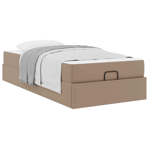 Estrutura de cama de solteiro para adultos com colchão com colchão 2 pcs Bronzeado PVC