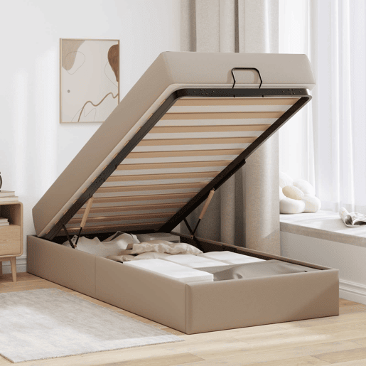 Estrutura de cama de solteiro para adultos com colchão com colchão 2 pcs Bronzeado PVC
