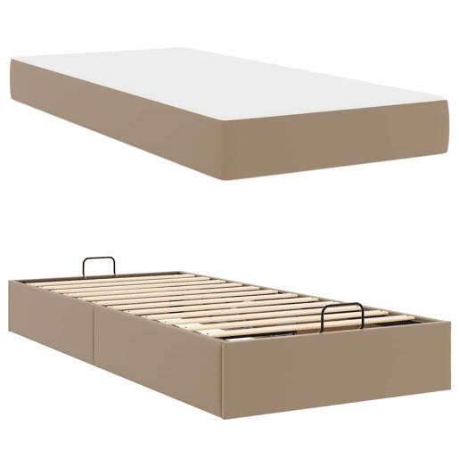 Estrutura de cama de solteiro para adultos com colchão com colchão 2 pcs Bronzeado PVC