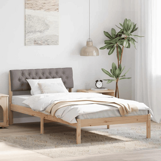 Estrutura de cama de solteiro para adultos com Cabeceira - Marrom e taupe 100 x 200 cm