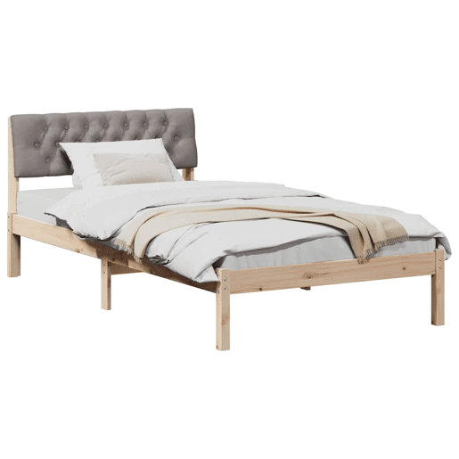 Estrutura de cama de solteiro para adultos com Cabeceira - Marrom e taupe 100 x 200 cm