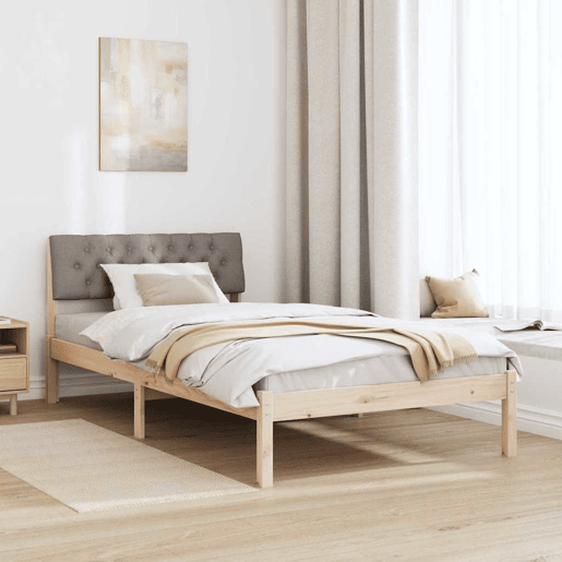 Estrutura de cama de solteiro para adultos com Cabeceira - Marrom e taupe 100 x 200 cm