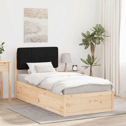 Estrutura de cama de solteiro para adultos com Cabeceira Estofada Preto 75 x 190 cm