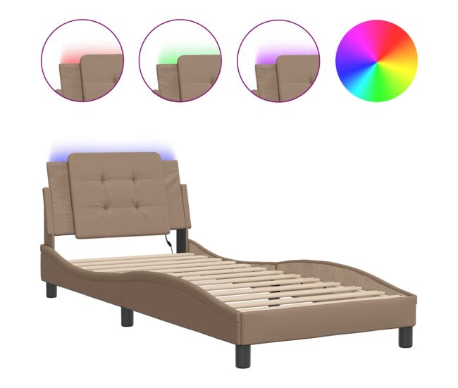 Estructura de cama individual para adultos con led zadar capuchino 80x200 cm
