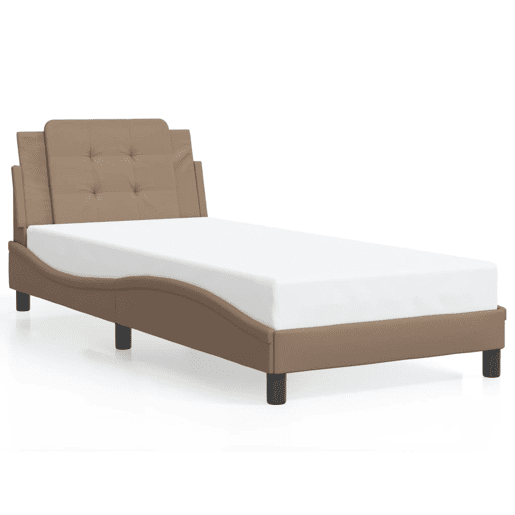Estrutura de cama de solteiro para adultos com LED Zadar 80x200cm cappuccino