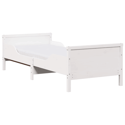 Estrutura de cama de solteiro para adultos - Branco 80 x 200 cm Madeira de Pinheiro Sólida