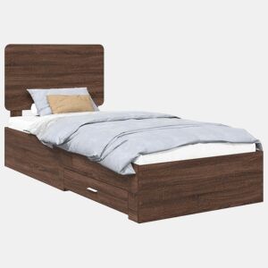 Estrutura de cama de solteiro moderno com cabeceira - Carvalho Marrom 75 x 190 cm