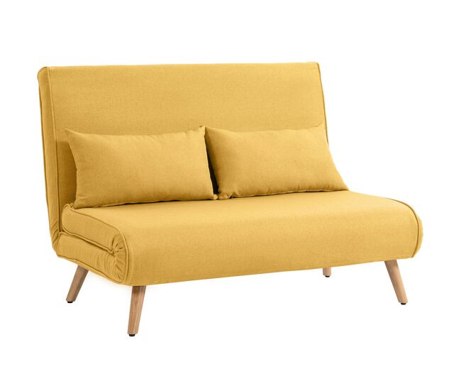 Homcom sofá cama de 2 plazas plegable 3 en 1, sofá cama, con respaldo ajustable 5 posiciones, tapizado en lino, 2 almohadas, para dormitorio, salón,