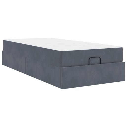 Estrutura de cama de solteiro para adultos com colchão 2 pcs Cinza Escuro Veludo