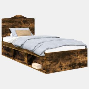 Estrutura de cama de solteiro para adultos com Cabeceira - Carvalho Defumado 100 x 200 cm