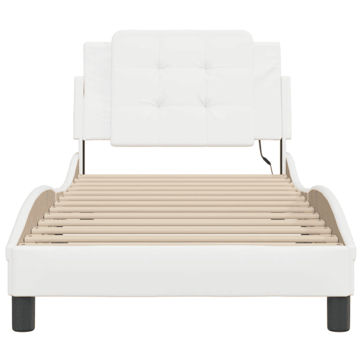 Estrutura de cama de solteiro para adultos com LED Zadar 80x200cm branco
