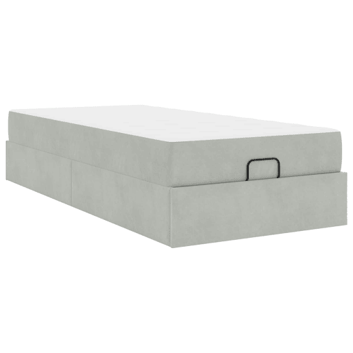 Estrutura de cama de solteiro box spring com colchão 2 pcs Cinzento-claro Veludo