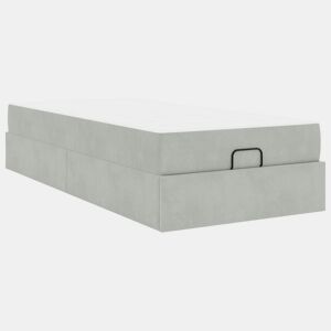 Estrutura de cama de solteiro box spring com colchão 2 pcs Cinzento-claro Veludo
