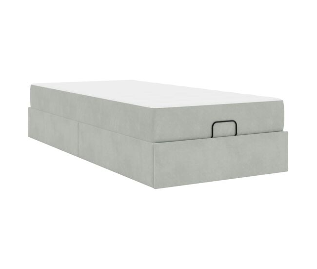 Estructura de cama individual para adultos con colchón 2 pcs gris claro terciopelo