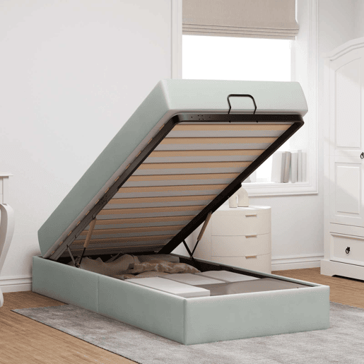 Estrutura de cama de solteiro box spring com colchão 2 pcs Cinzento-claro Veludo