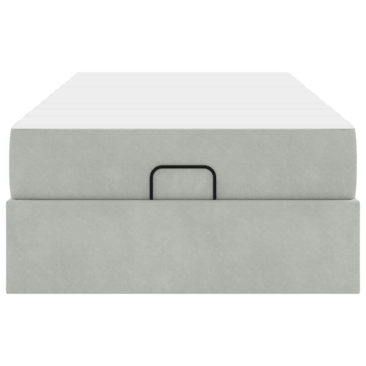 Estrutura de cama de solteiro box spring com colchão 2 pcs Cinzento-claro Veludo