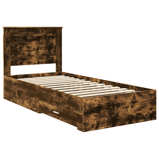 Estrutura de cama de solteiro para adultos com gaveta com cabeceira Madeira processada